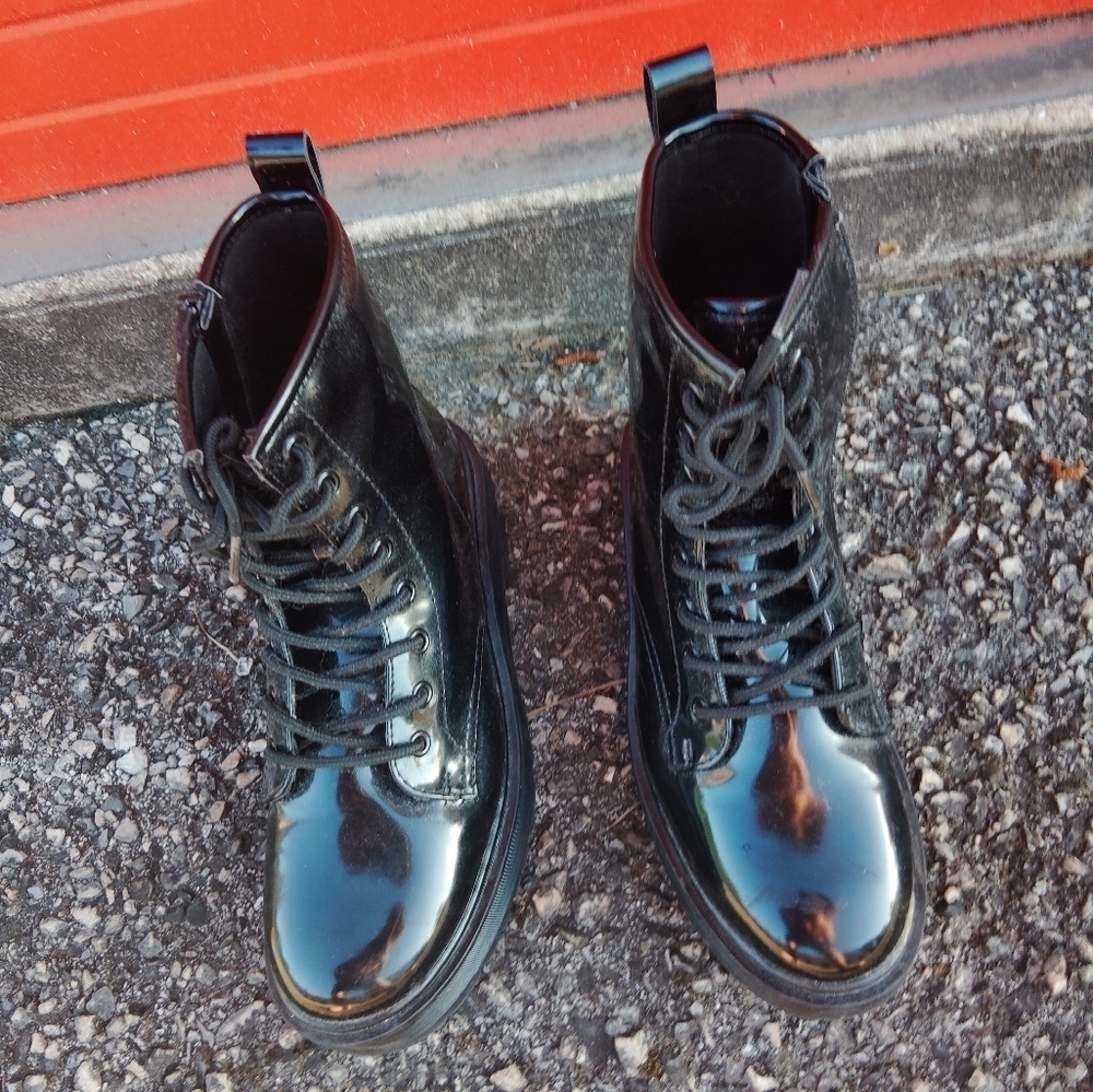 Women's Black Ankle Boots Size 7 Vegan Y2K Moto
